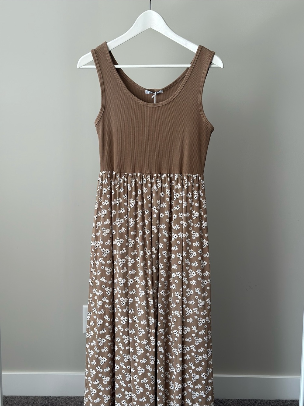 Brown Floral Tank Maxi Dress - Casual Summer Style